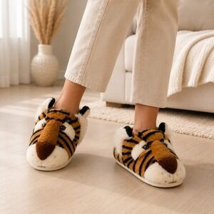 Tiger Head Plush‎ Slippers Large 11-12